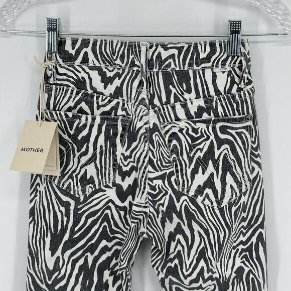 NWR Mother High Waisted Rascal Ankle Fray Hoofin' It Zebra Skinny Jeans Sz 23x27 - Picture 12 of 16